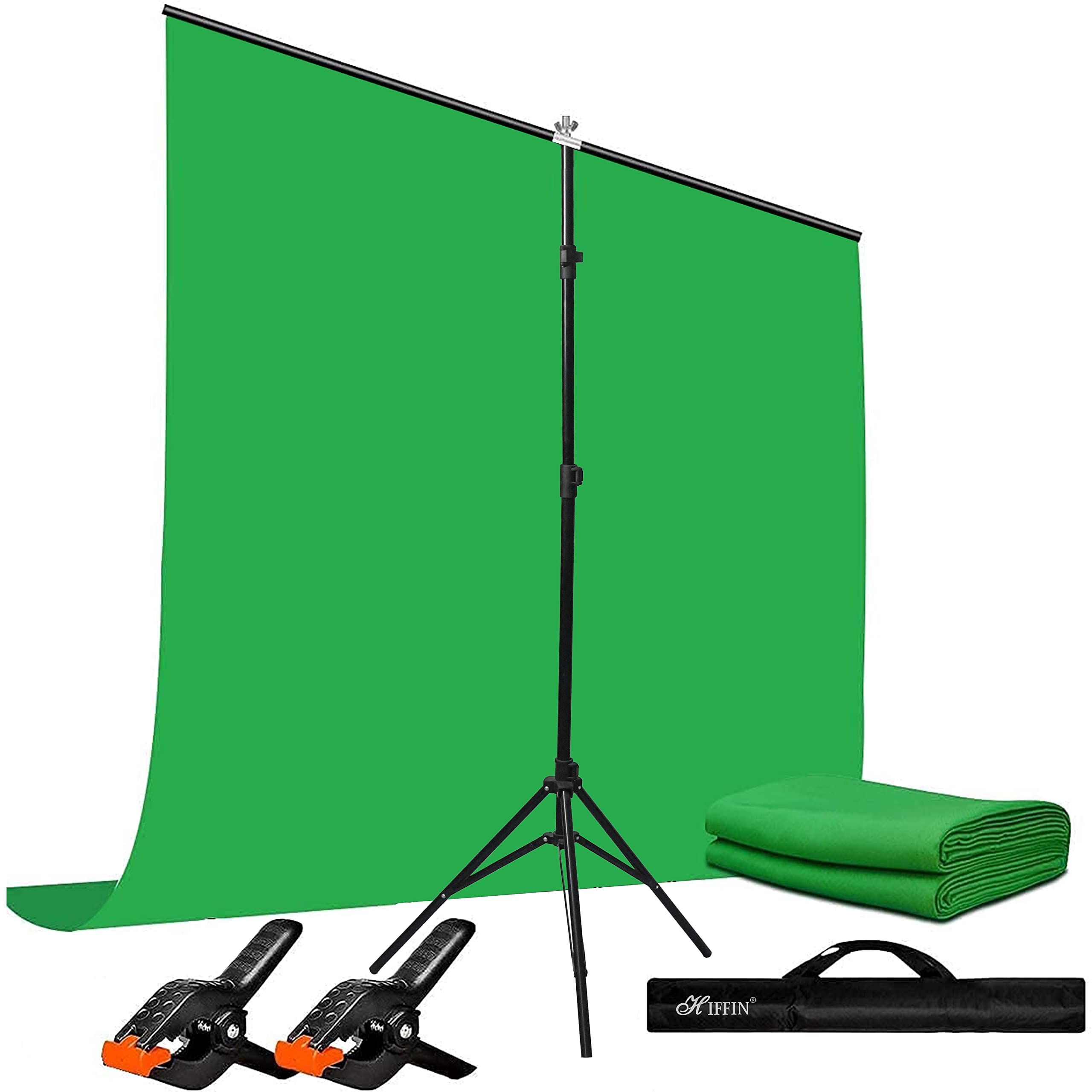 HIFFIN® Green Screen Backdrop 6x10 ft with Stand - 6x9FT Photography Backdrop with 1PC 6.5FT T-Shape Backdrop Stands, 2PCs Spring Clamps, 1PCs Carry Bag (B09653HZMT) Amazon Price History, Amazon Price Tracker