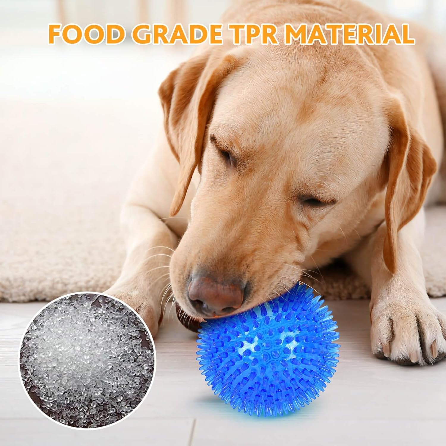 petizer Lot de 6 balles couinantes de 6,5 cm pour chien, balle à picots pour chien, jouet flottant pour piscine, jouets à lancer pour chiot en caoutchouc TPR pour l'ennui, nettoyage des dents pour