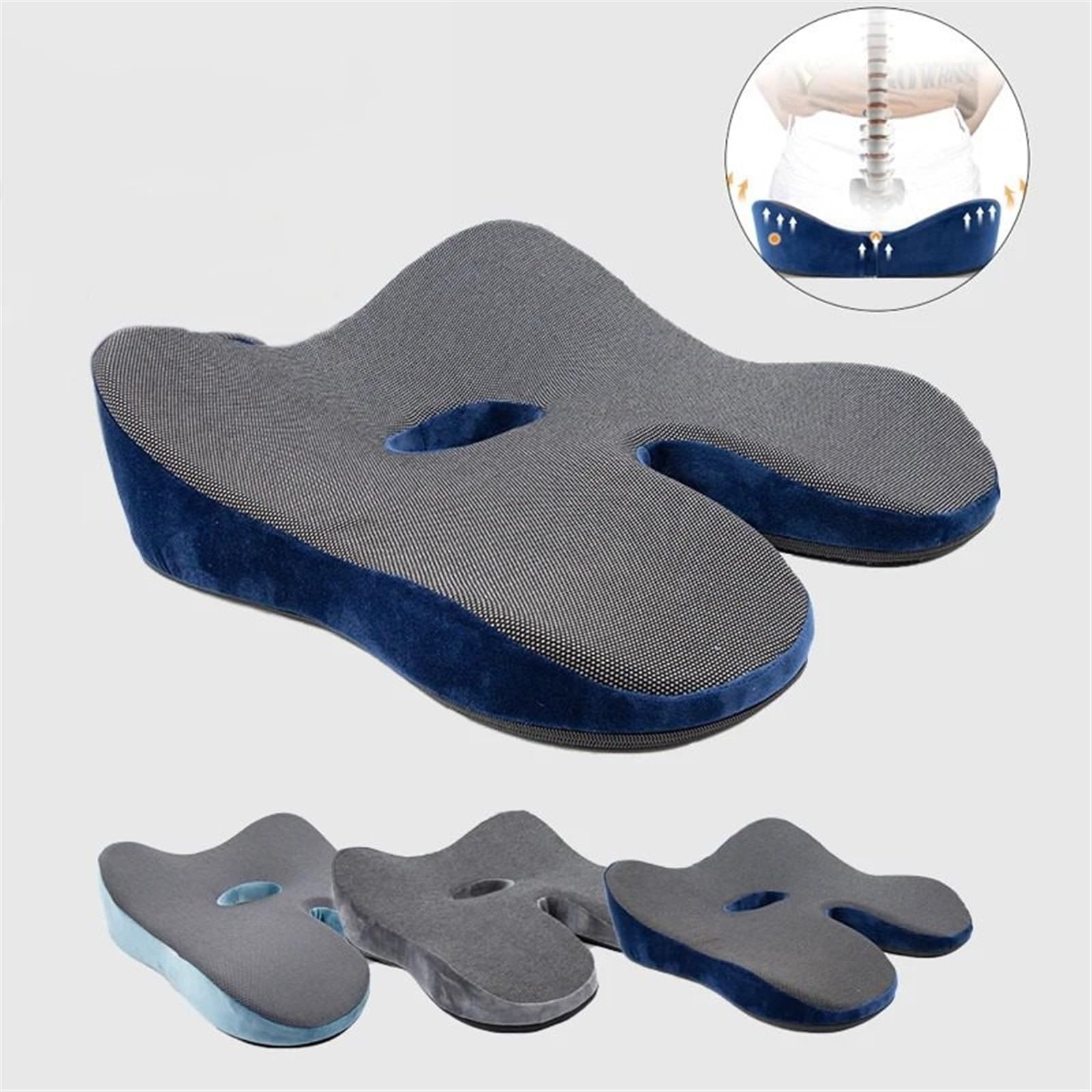 Cuscino per Sedie Cuscino per sedile in memory foam Cuscino ortopedico per coccige per sedia da ufficio Cuscino di supporto per seggiolino auto Cuscino per massaggio Cuscino per Sedile(Color:Gray)