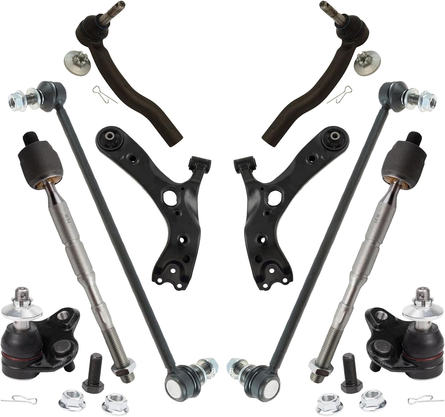 TRQ Front Steering and Suspension Kit Tie Rods Control Arms Ball Joints Sway Bar Links Compatible with 2011-2017 Lexus CT200h 2010-2015 Toyota Prius 2012-2015 Toyota Prius Plug-In