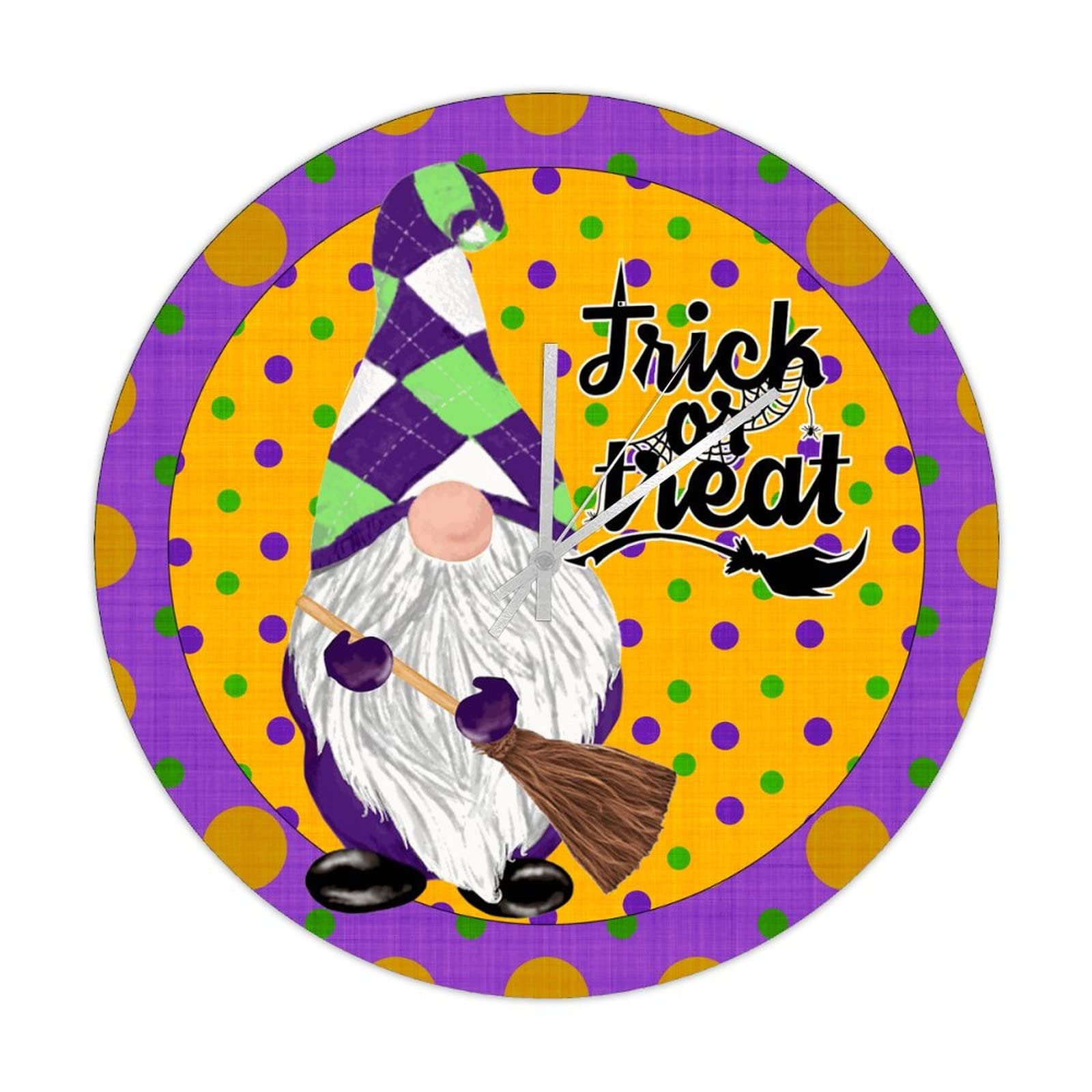 Horloge murale Trick or Treat automne horloge bois silencieuse Happy Gnome 38cm