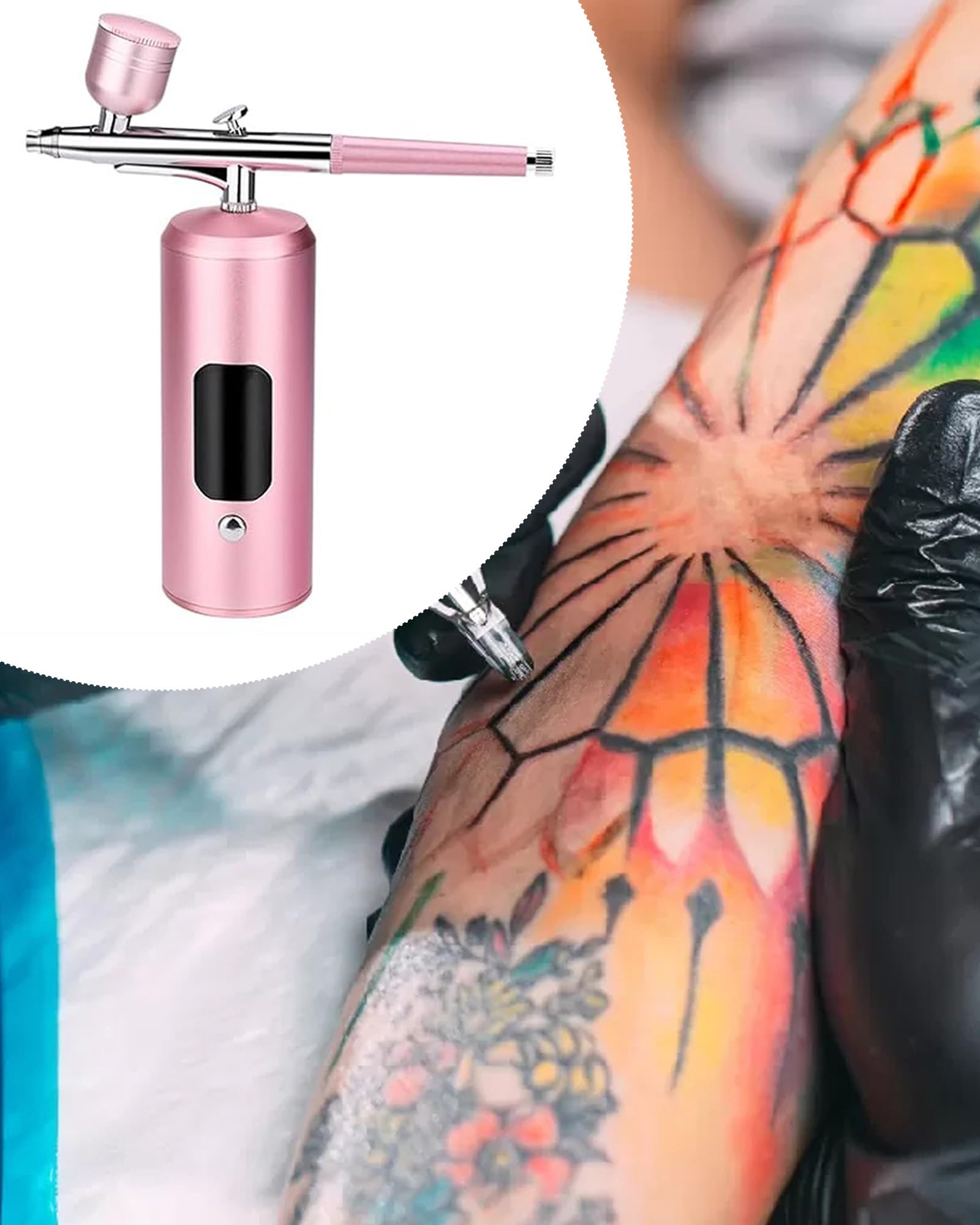 Aerografo con Compresor: 38 PSI Pistola de Aerografo Portátil con Pantalla LED Aerografo para Uñas, Maquillaje, Modelado de Tatuajes, Decoración de Pasteles