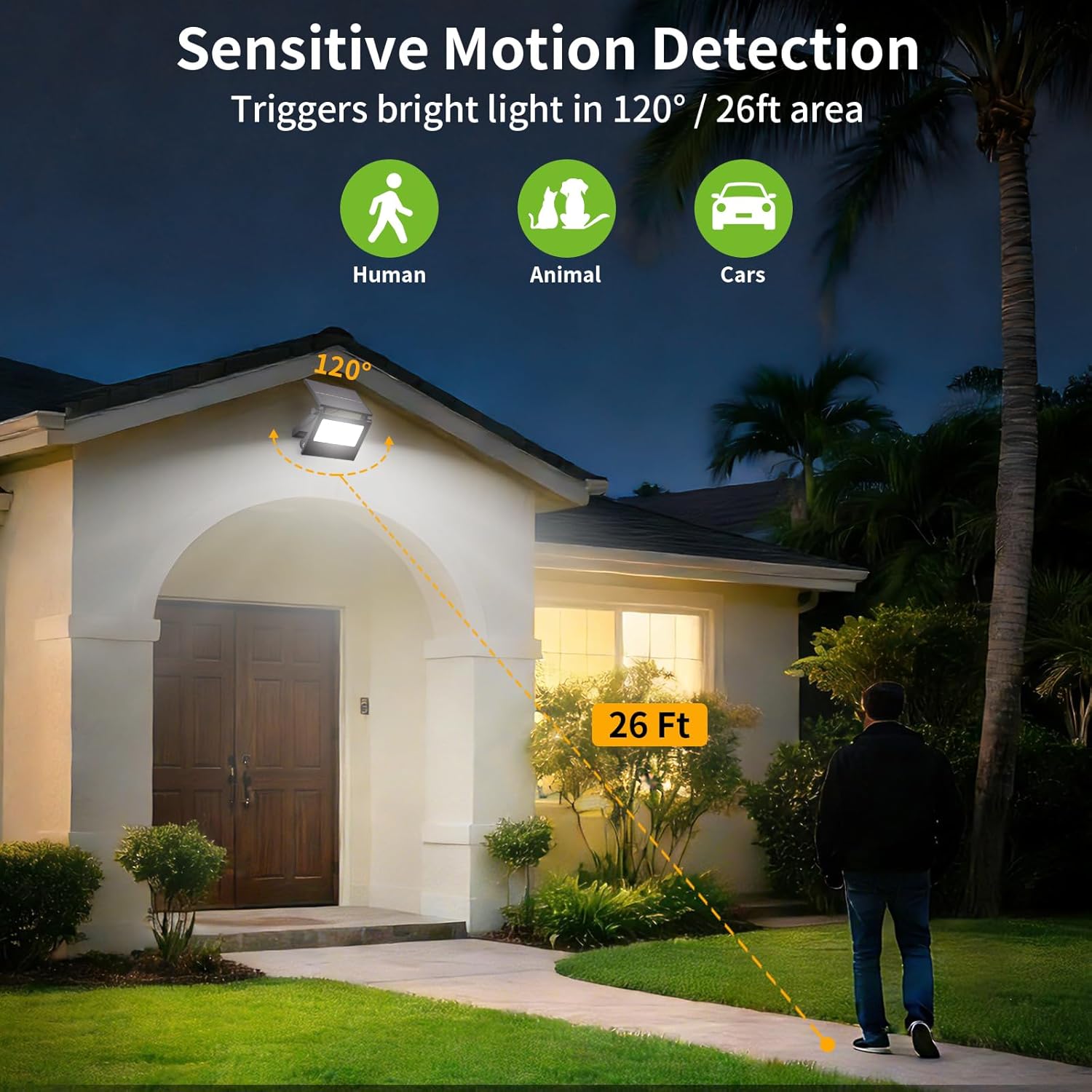 Solar Motion Sensor Lights Outdoor, 107 LED Security Flood Lights IP66 Waterproof, Dusk to Dawn Solar Powered Wall Lights, Cool White 4 Pack for Yard Patio Garage