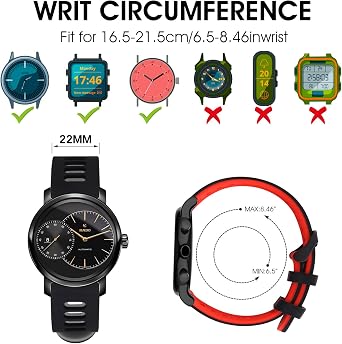 Amaxiu Silicone Watch Bands Quick Release Sport Watchbands Universal Replacement Watch Straps for Men Women, Black Buckle