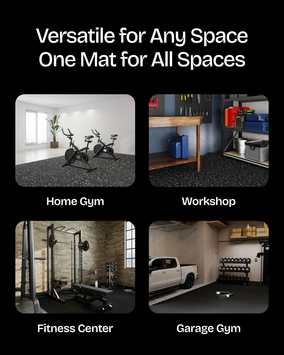 0.56 Inch Thick 48 Sq Ft Gym Flooring for Home Gym, 12 Tiles Robust Rubber Top with Eva Foam Exercise Equipment Mats, Protective Flooring Puzzle Mat for Fitness Room