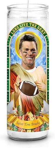 Saint Tom Brady: Vela devocional de oración de celebridades, sin aroma, vela novedosa
