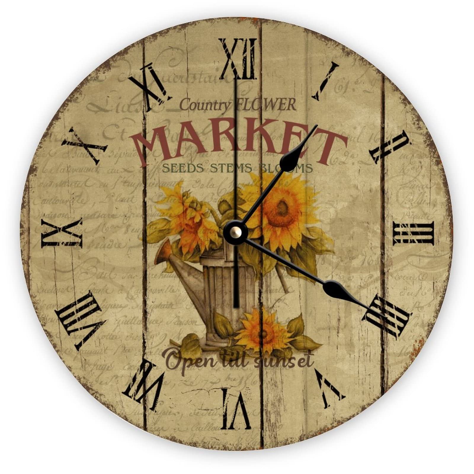 Horloge murale rétro silencieuse pour bureau et maison, Mighun vintage sans tic-tac