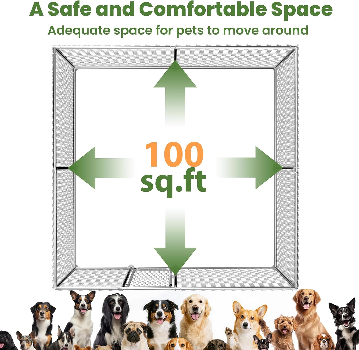 10×10 FT Large Outdoor Dog Kennel Heavy Duty, Weatherproof Enclosure with Lock and Roof Cover, Durable Wire Mesh Fence