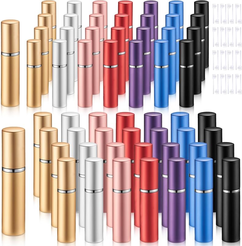 Zonon Frascos Atomizadores Recarregáveis para Perfume, 5 mL e 10 mL, 56 unidades, Coloridos