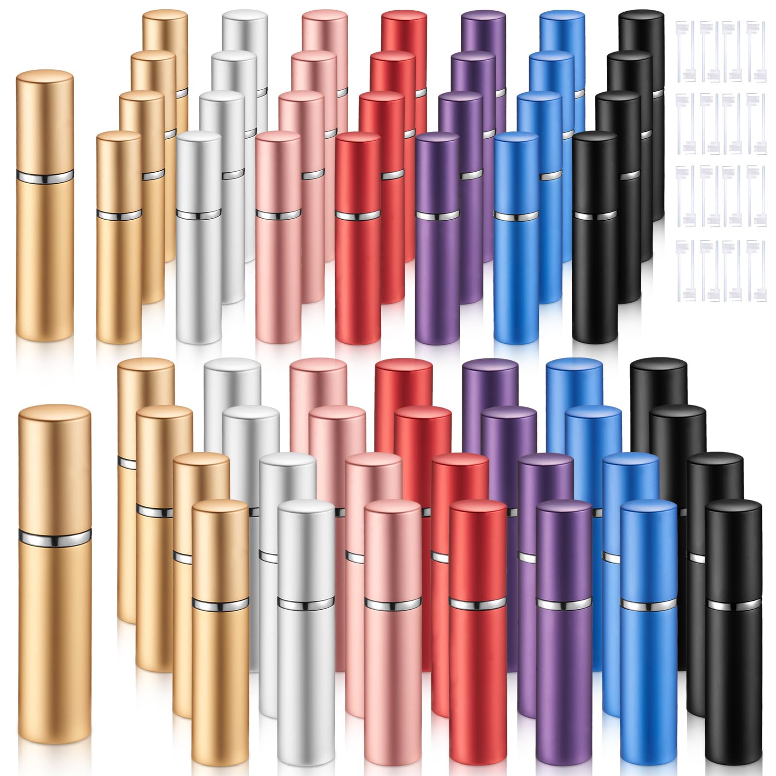 Zonon 56 mini nebulizzatori ricaricabili per profumo, portatili, con 56 erogatori a pompa di ricarica, strumento di trasferimento per uscita (5 ml e 10 ml)