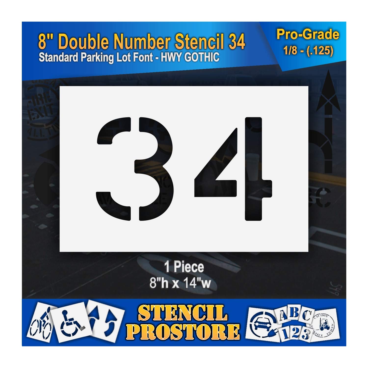 Pavement Stencils - 8 inch Double Number Stencil - (10) - 8'' x 10'' x 1/8" (128 mil) - Pro-Grade