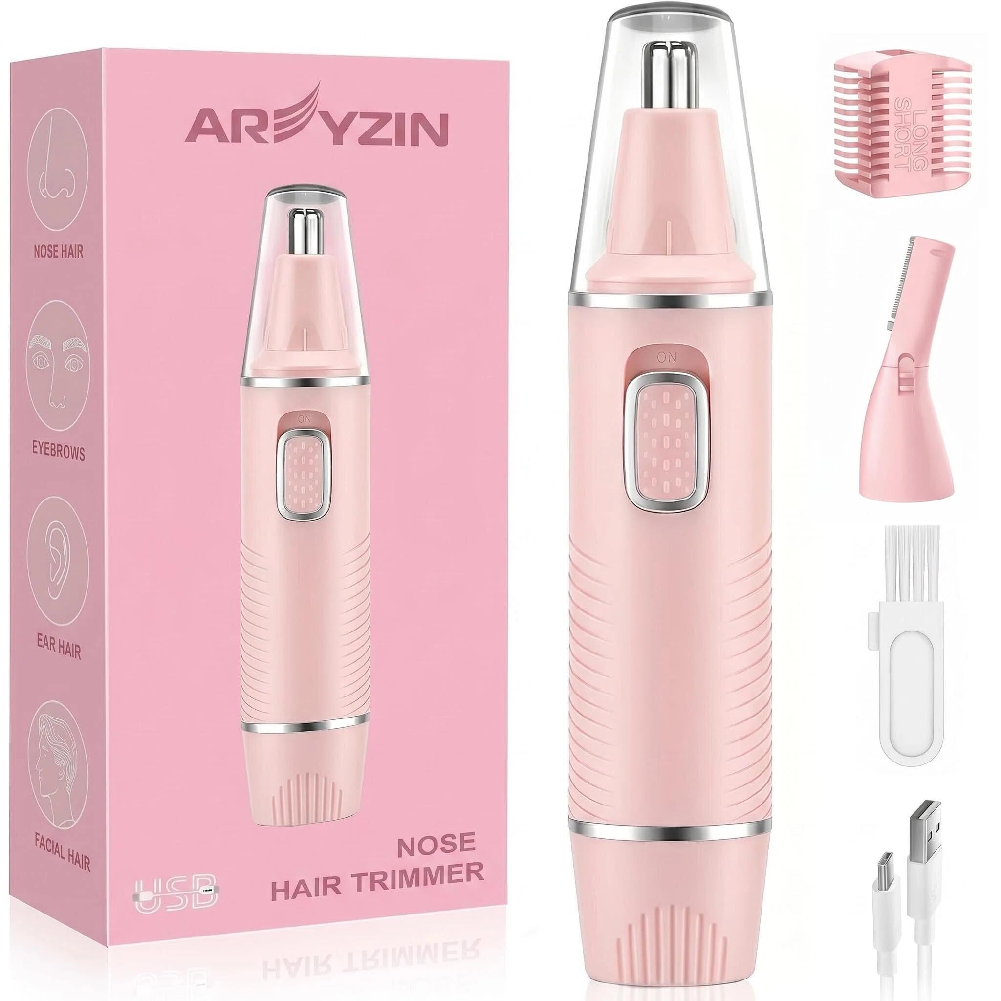 AREYZIN Nose Hair Trimmer for Men,Rechargeable Ear and Nose Trimmer,2026 Professional 2 in 1 Painless Eyebrow & Facial Hair Trimmer with IPX7 Waterproof Dual Edge Blades (Black) — Amazon image 9