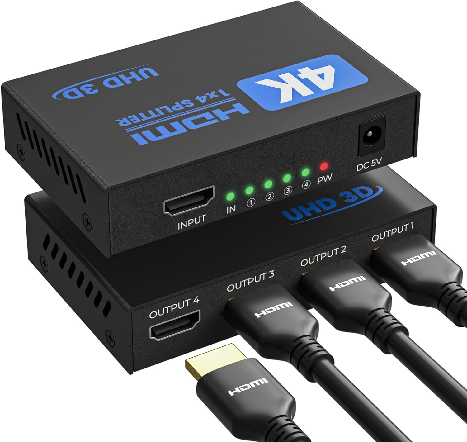 4K HDMI Splitter 1 In 4 Out Mit EDID HDCP HDR 3D, 4K HDMI Verteiler Für PC, Laptop, HDTV, Projektor, 4-Port Hdmi Mehrfachstecker Kopiert 1 Quelle Zu 4 Anzeigen Gleichzeitig