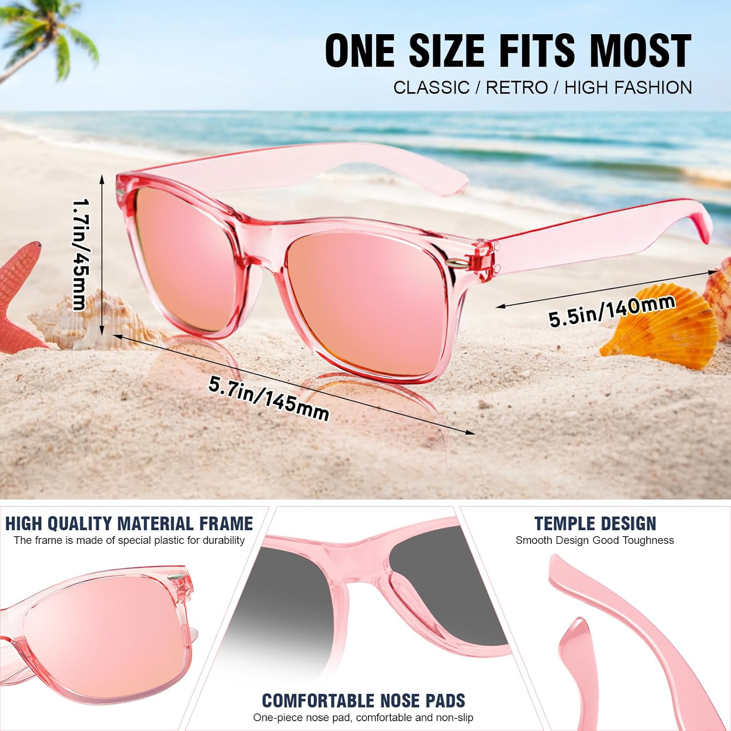 15 Pack Neon Party Favors Sunglasses Bulk, Retro Colorful Mirror Lens Sunglasses 80s 90s Party Glasses