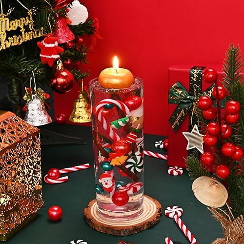 Miniatura 3 de 8071 cuentas de gel de agua de relleno de jarrones de Navidad para decoración de jarrones, bastones de caramelo acrílicos verdes y rojos, decoración