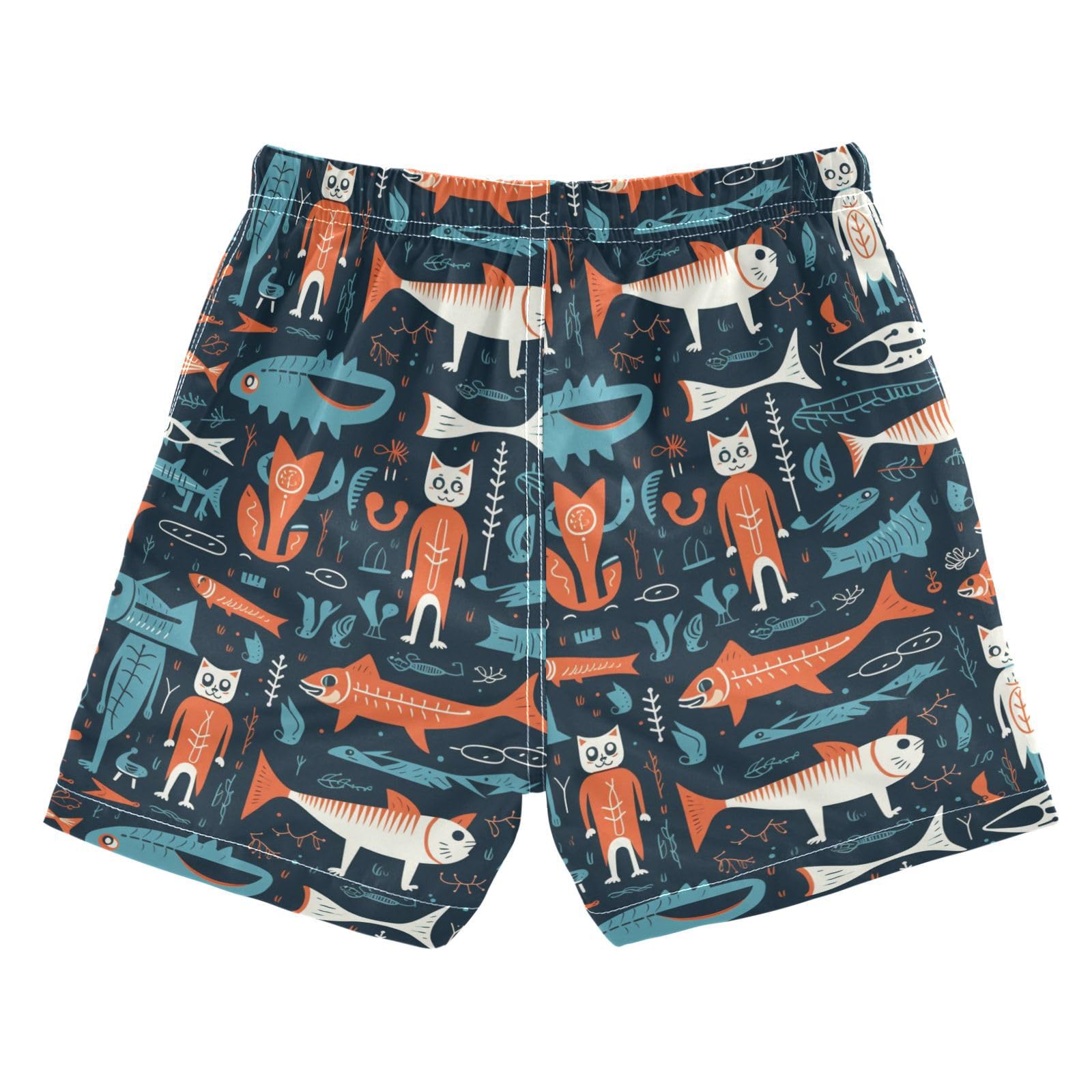 senya Fish Skull Boys Swim Trunks Toddler Shorts Swimwear Boardshorts Multicoloured