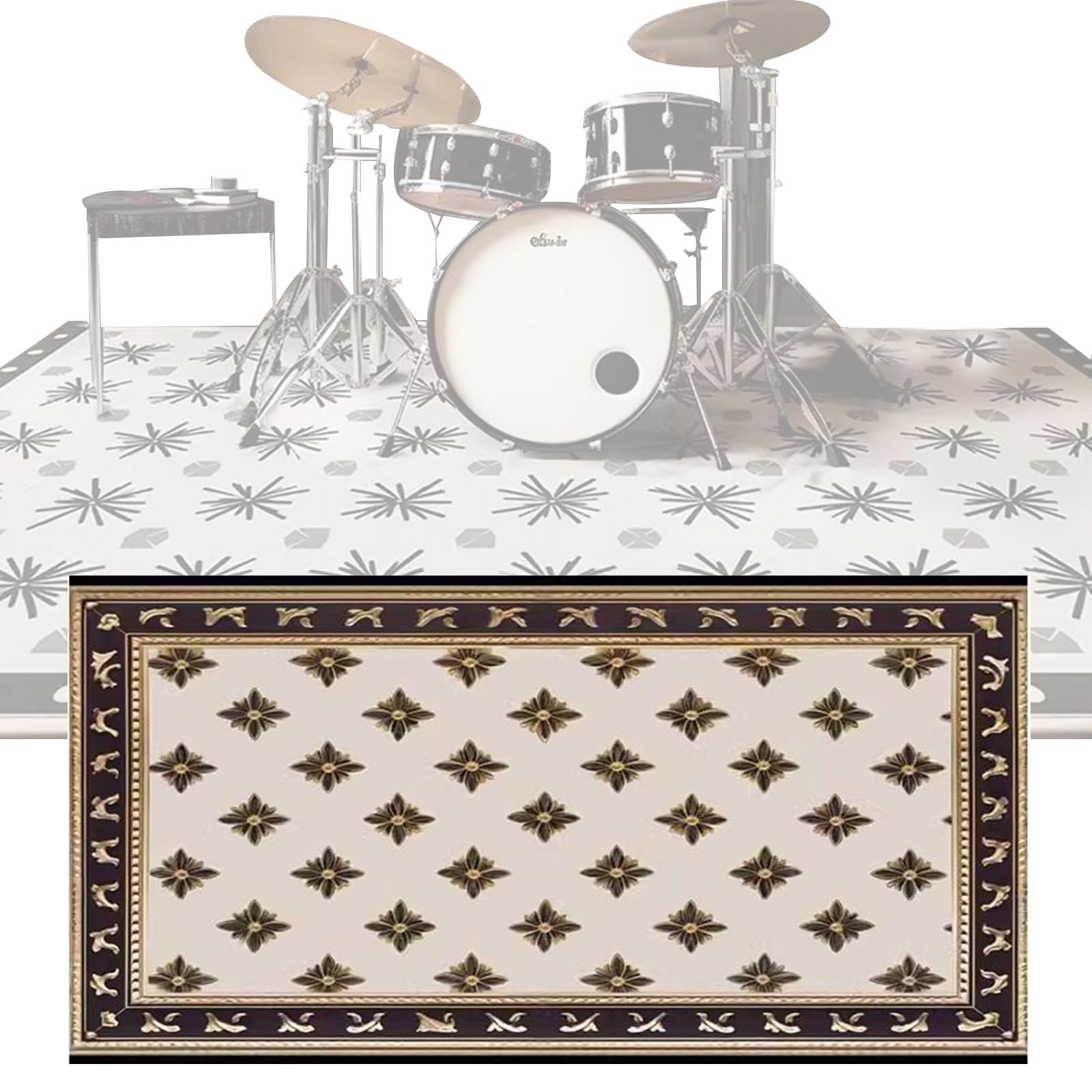 Tappetino per Batteria e Percussioni Antiscivolo e Insonorizzato, Tappeto Isolante Acustico Pavimento, Tappetino Professionale Rettangolare Jazz, Tappeto per Batteria(Size:200×200CM,Color:C)
