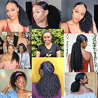 Vista 7 de Extensiones de cabello rizado para cola de caballo, cabello rizado para cola de caballo, extensión de cabello humano virgen brasileño