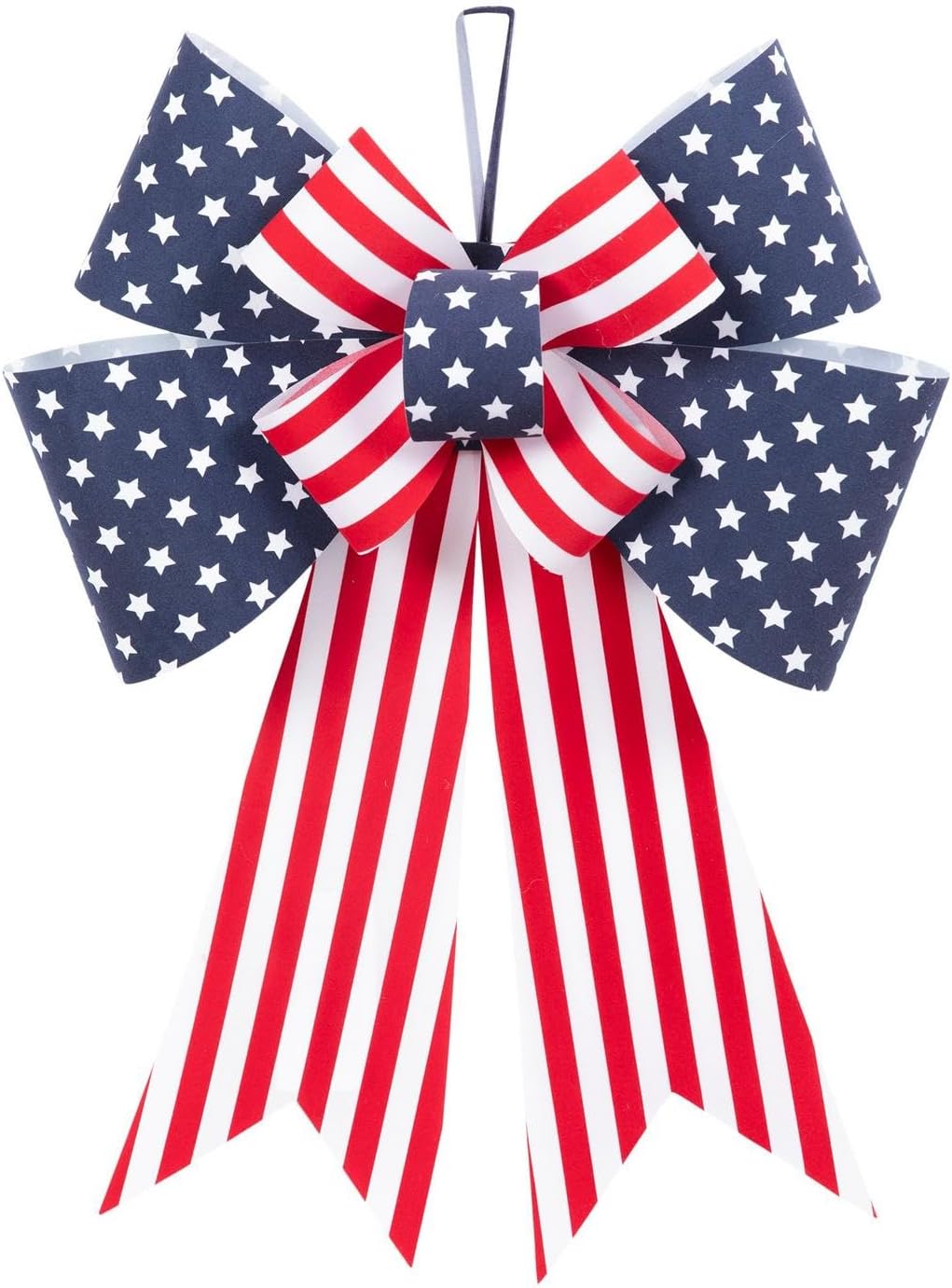 Hobby Lobby Patriotic American Flag Bow, Red White and Blue Stars and Stripes, 25.5 x 17.5 Inches, Fabric and Plastic, Indoor Outdoor July 4th Decoration