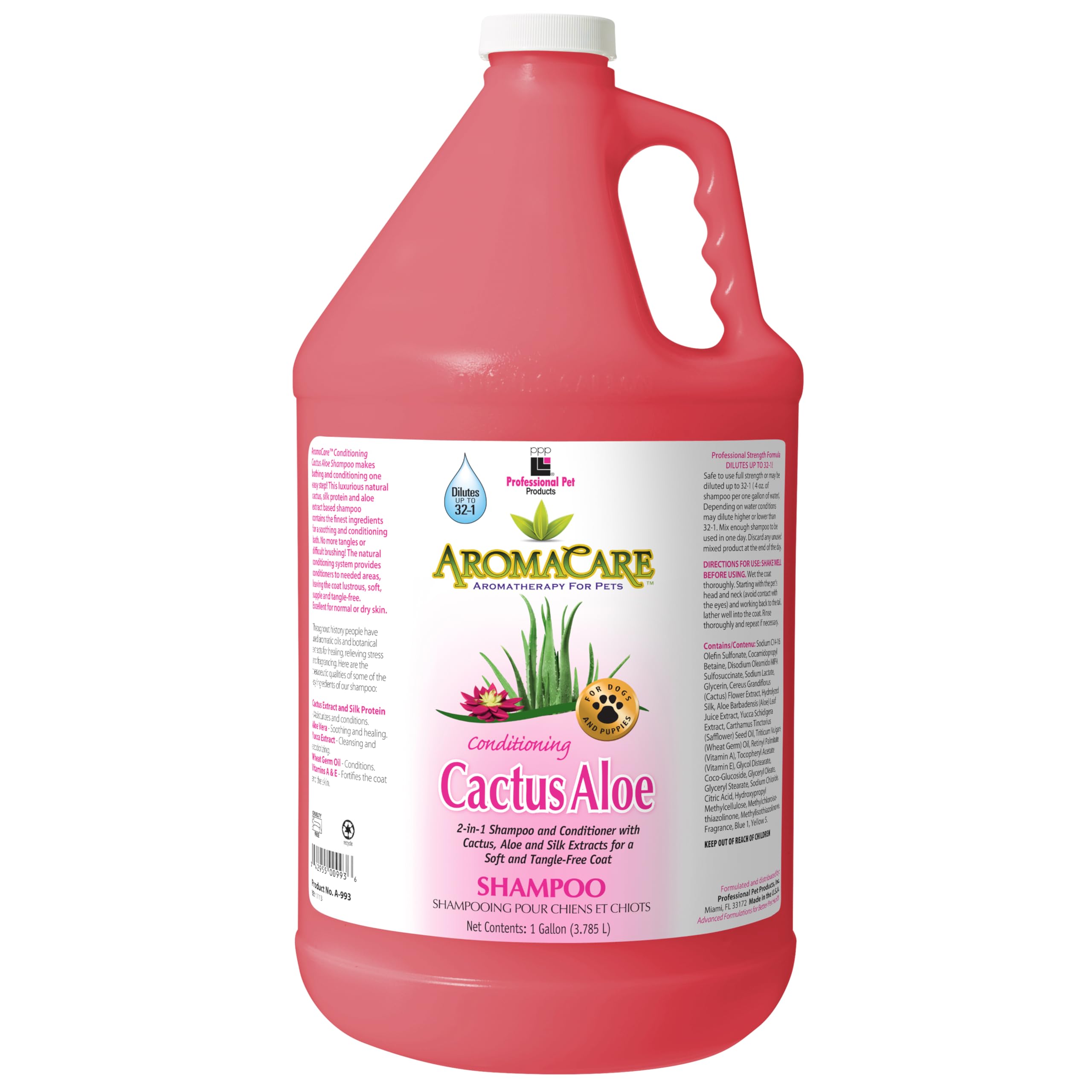 PPPAromaCare Conditioning Cactus Aloe 2-in-1 Pet Shampoo, 1-Gallon