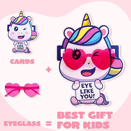 Miniatura 4 de JOYIN Paquete de 18 lentes en forma de corazón para el día de San Valentín con tarjetas, premios de intercambio de aula de San Valentín, anteojos