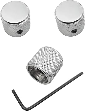 Guyker 3Pcs Guitar Control Knobs for 1/4(6.4mm) Dia. Shaft Pots - Dome Potentiometer Knob Compatible with Fender TL Style Electric Guitar or Precision Bass (Chrome)