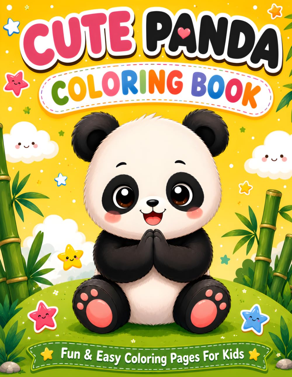 Cute Panda Coloring Book: Fun & Easy Coloring Pages For Kids Ages 4-8