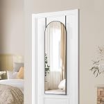 SONGMICS Full Length Hanging Mirror, 120 x 40 cm, Arched Full Body Mirror, Wall or Door Mounted Mirror, Tempered Glass, for Bedroom, Living Room, Cloakroom, Ink Black ULFM033B01