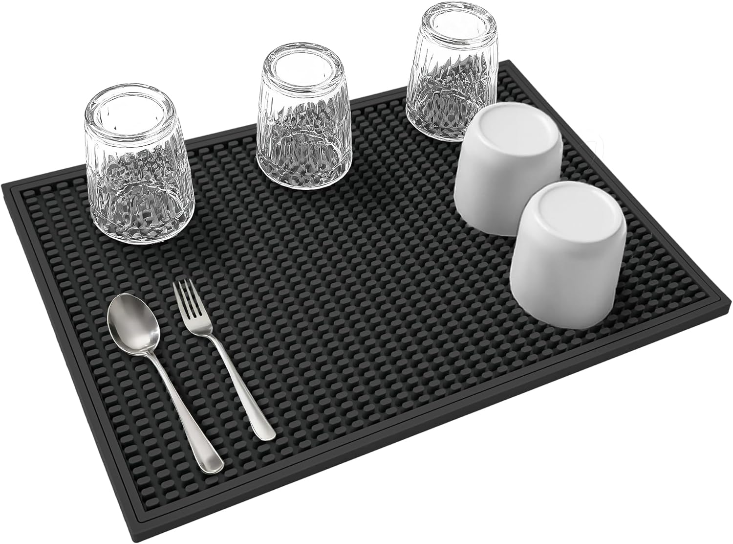 dish drying mat - 18" x 12" Black silicone drying mat , kitchen counter dish drying mats,rubber dish drying mat, Applies to bar mat?coffee mat Black 18" x 12"