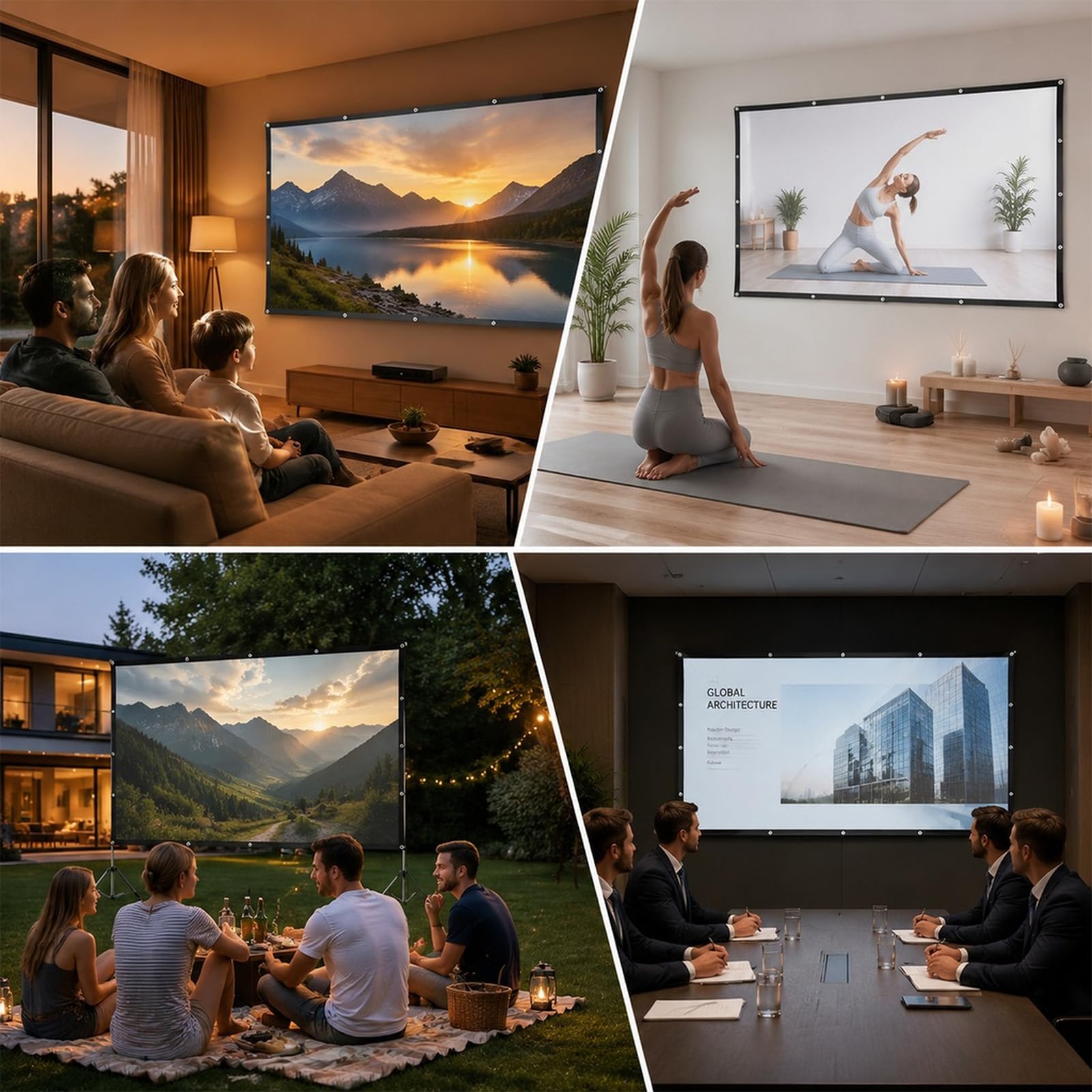 Beamer Leinwand 100 Zoll, 16:9 Verdickter, Tragbare Faltbar Anti-Falten Projektion leinwand, Tragbarer Projector Screen for Home Theater Backyard Indoor and Outdoor Camping
