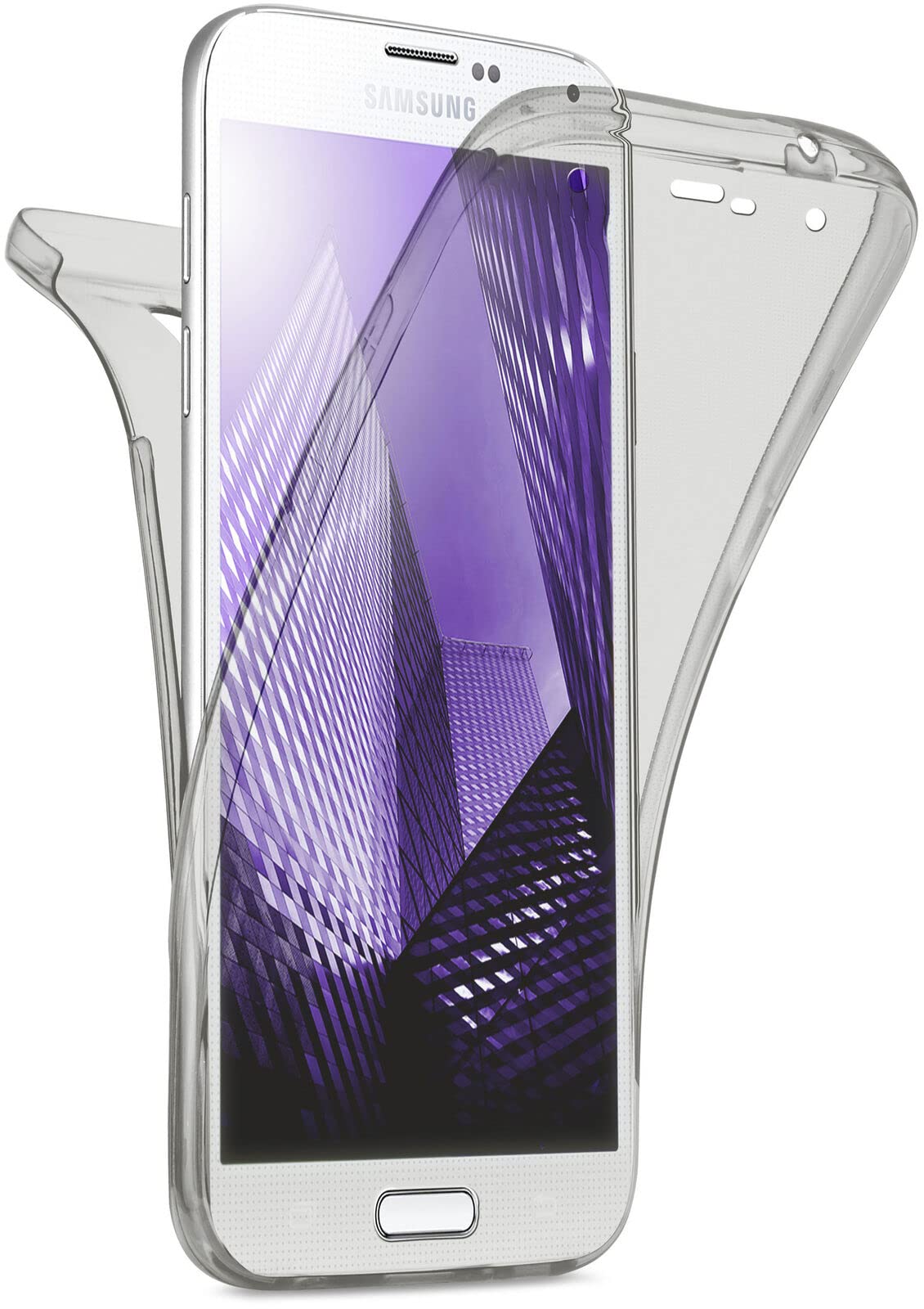 For Samsung Galaxy S5 - Clear Case 2 in 1 Front & Back Full Body Shock Proof Bumper Phone Case Cover 360 Protection (Black)