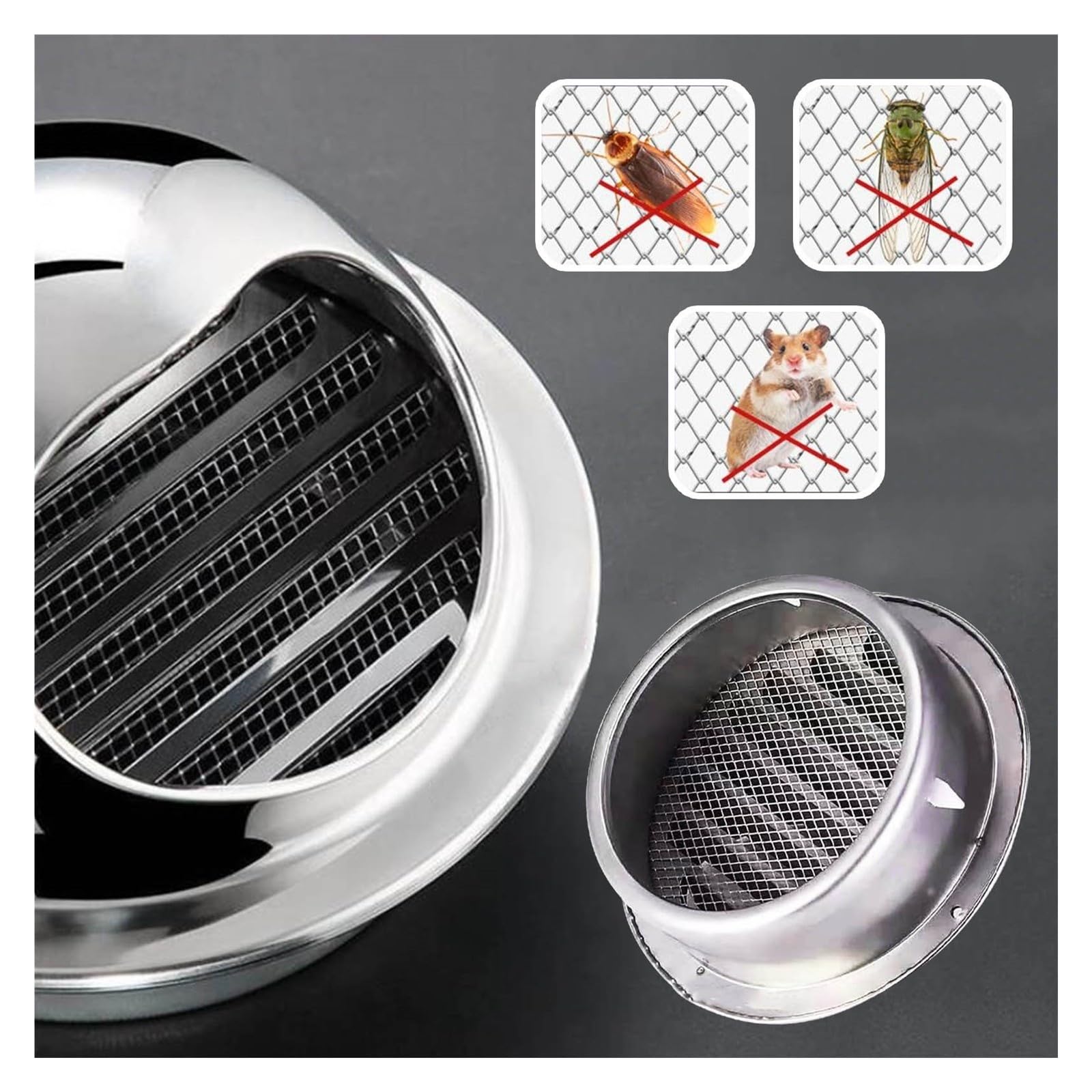 Griglia Di Ventilazione In Acciaio Inox 60 A 300mm Per Cucina Con Rete