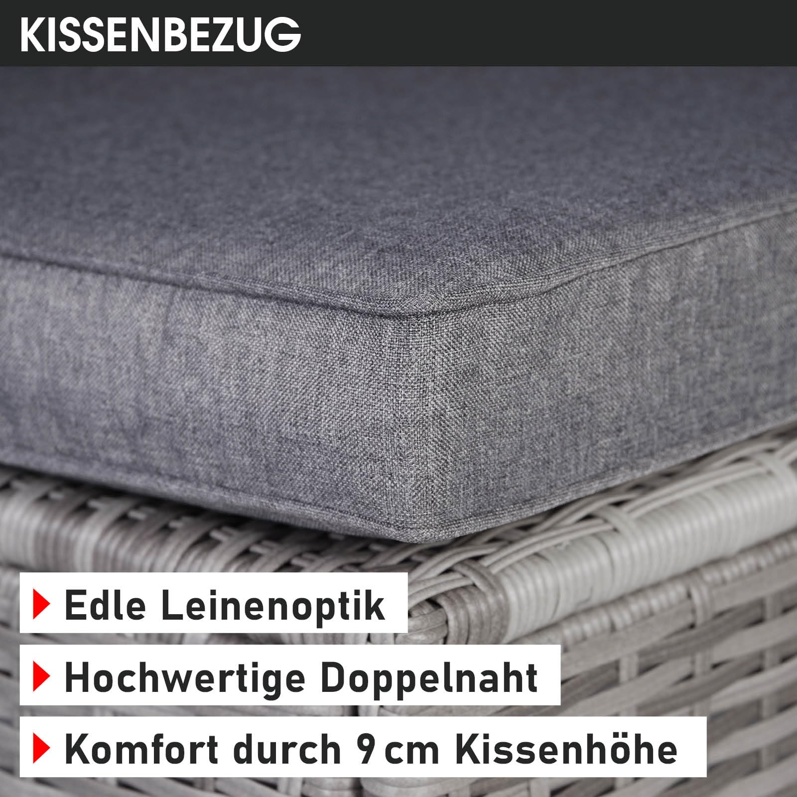 BRAST Gartenmöbel Lounge Set | 4-5 Personen viele Modelle & Farben | inkl. extra Dicke Kissen | Outdoor Loungemöbel Sitzgruppe Essgruppe Garnitur | Royal Grau