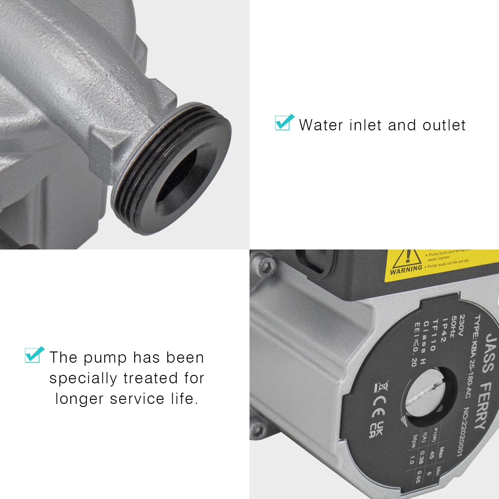 JASSFERRY Pompe de Circulation, Pompe de Chaudiere Circulateur pour Chauffage Central 25/60 180 AC