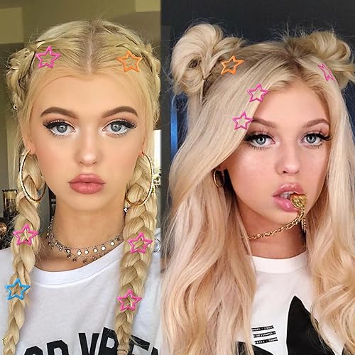 Miniatura 9 de Pinzas para el cabello con diseño de estrella roja para mujeres y niñas, 10 pasadores de pelo de estrella de metal plateado, Y2K 2000,