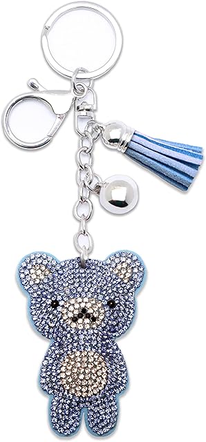 AuPra Crystal Teddy Bear KeyRing Gift Ideas Tassel Bag Clips Animal Keychains