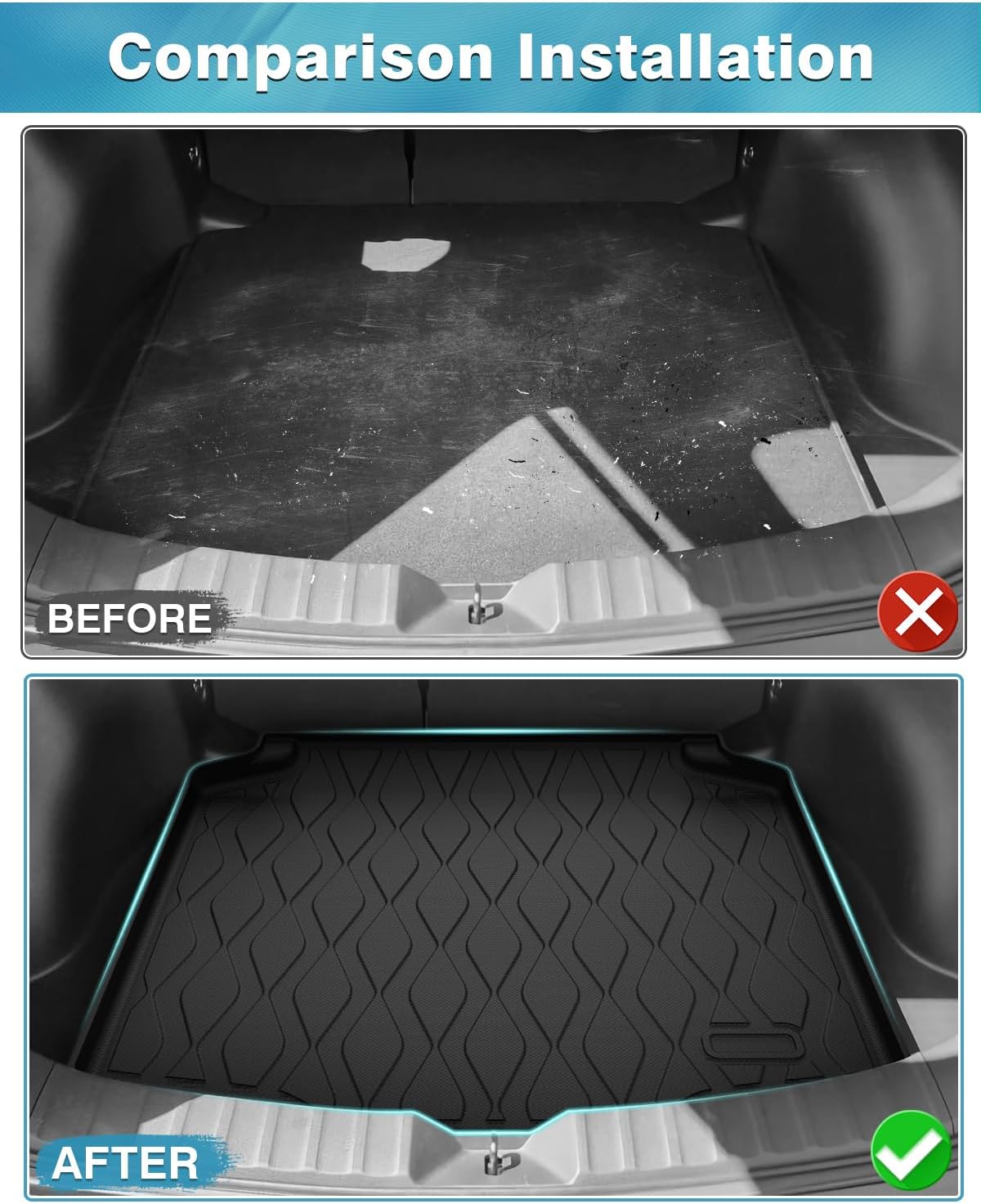 Mixsuper Cargo Liner for Toyota Corolla Cross 2022-2024 2025 (Only fit for FWD Models), All Weather Cargo Mat Rear Trunk Liner Black (Does Not Fit Toyota Corolla)