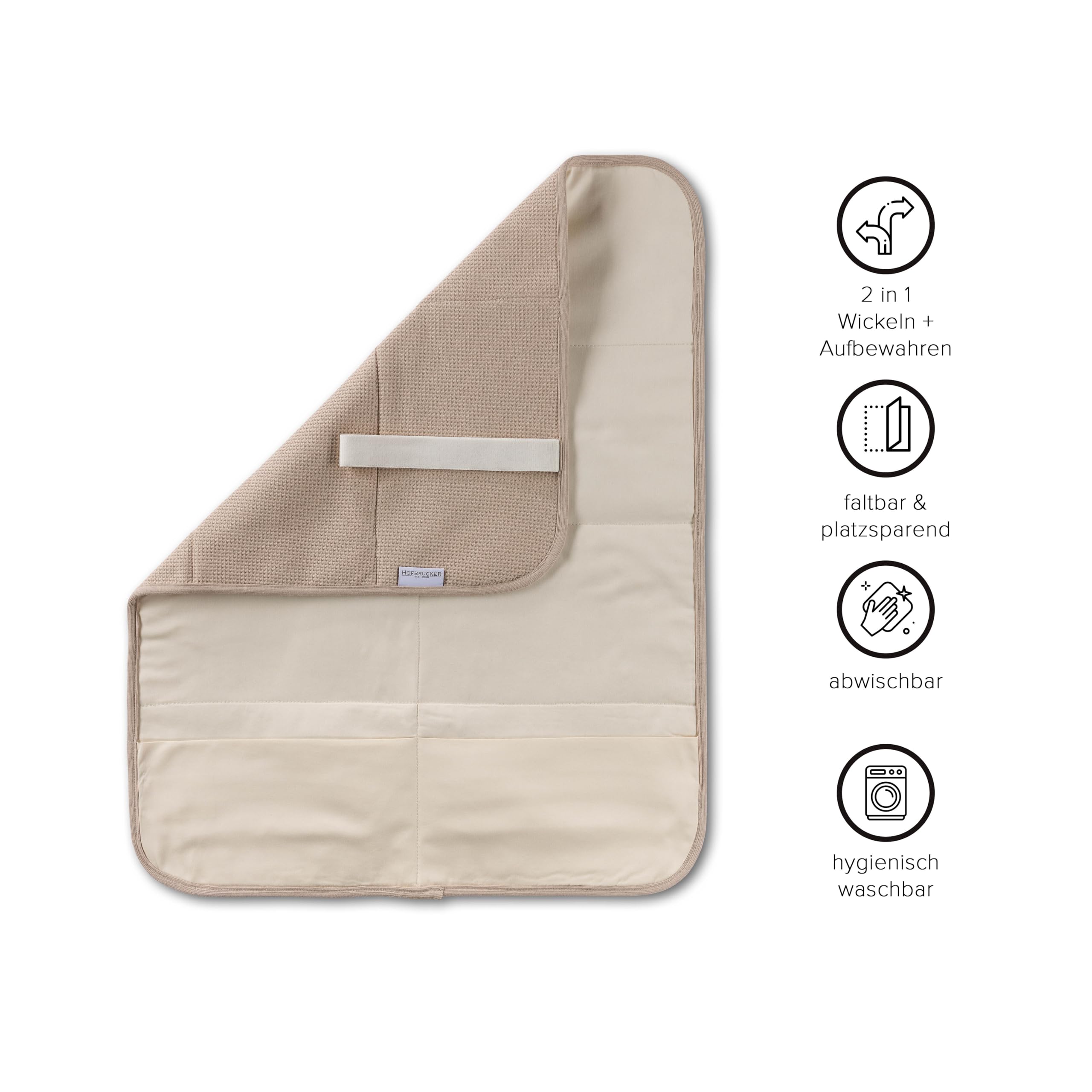 Hofbrucker Changing Mat for Travel Foldable Changing Clutch with Organiser for Nappies & Wipes, Wipe-Clean - Image 4