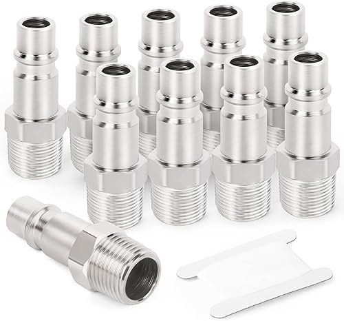 GASHER 20PCS 3/8-Inch NPT Macho Industrial Air Tool Fitting, 3/8 pulgadas de alto flujo neumáticos presión máxima de trabajo 300PSI Acero (estilo M)