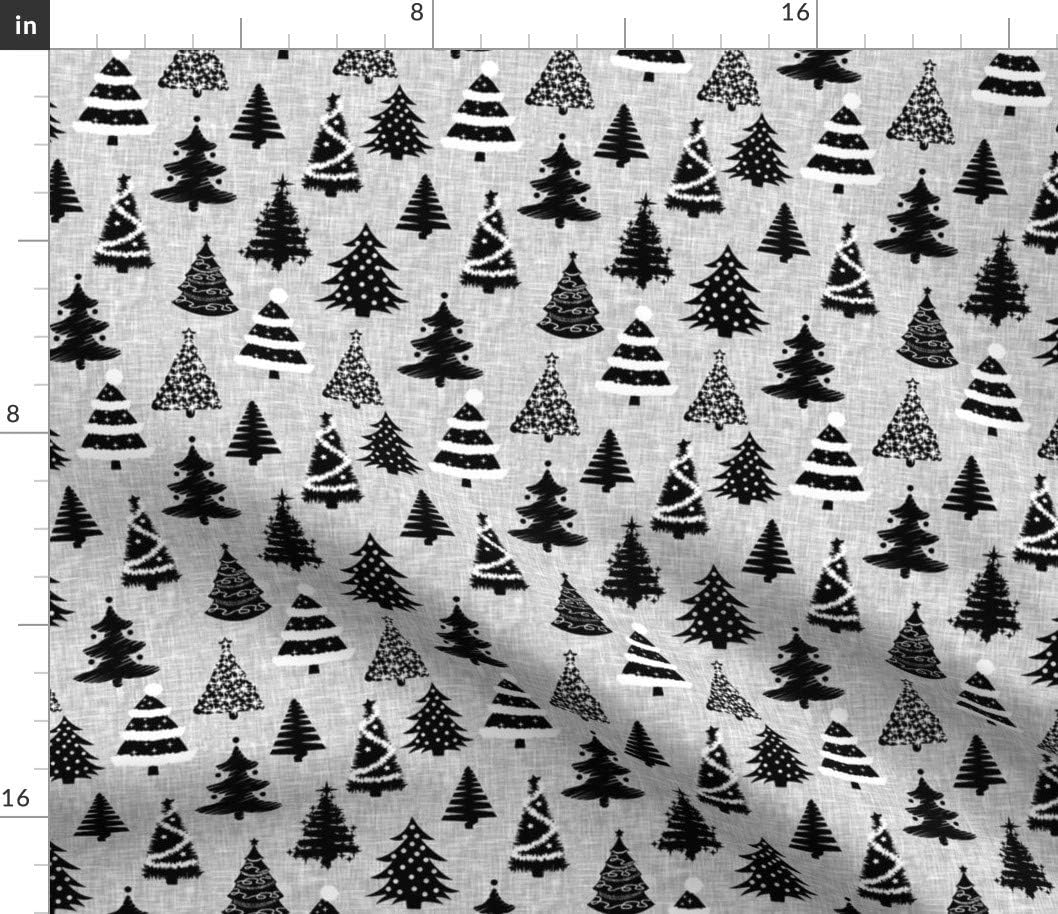Spoonflower Fabric - Christmas Trees Monochrome Black White Holiday Tree Forest Printed on Petal Signature Cotton Fabric by The Yard - Sewing Quilting Apparel Crafts Decor