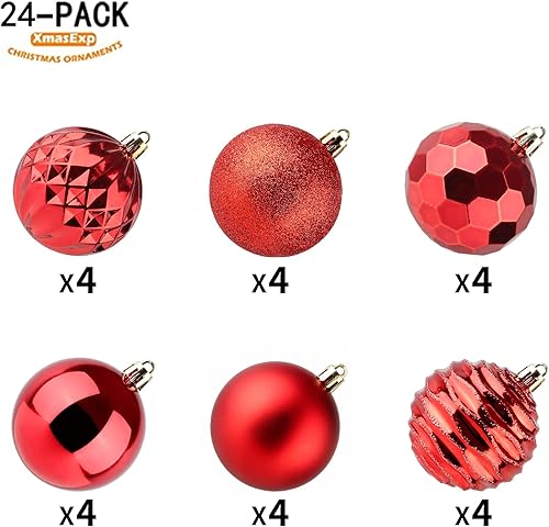 Miniatura 252 de XmasExp Juego de 24 mini esferas de Navidad inastillables para bolas de árbol de Navidad de 1.181 in/1.18 pulgadas (oro rosa)