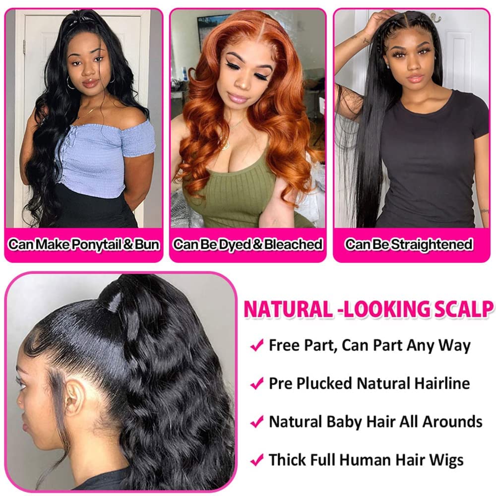 Sealusa Lace Front Wigs Human Hair for Black Women Lace Frontal Wigs Human Hair Pre Plucked With Baby Hair Natural Hairline virgin Brazilian Wigs Wigs 16 inch