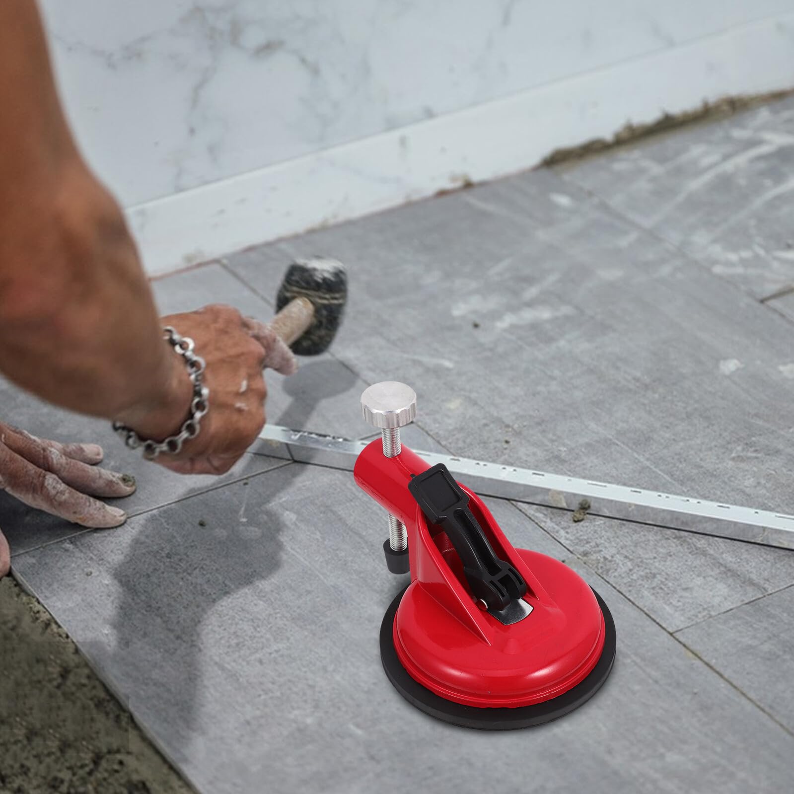 Nivelador de Azulejos Ventosa Profesional, Fijador para Baldosas y Paneles de Vidrio, Herramienta Ajustable para Reparación de Juntas en Suelos Lisos, Set para Instalación