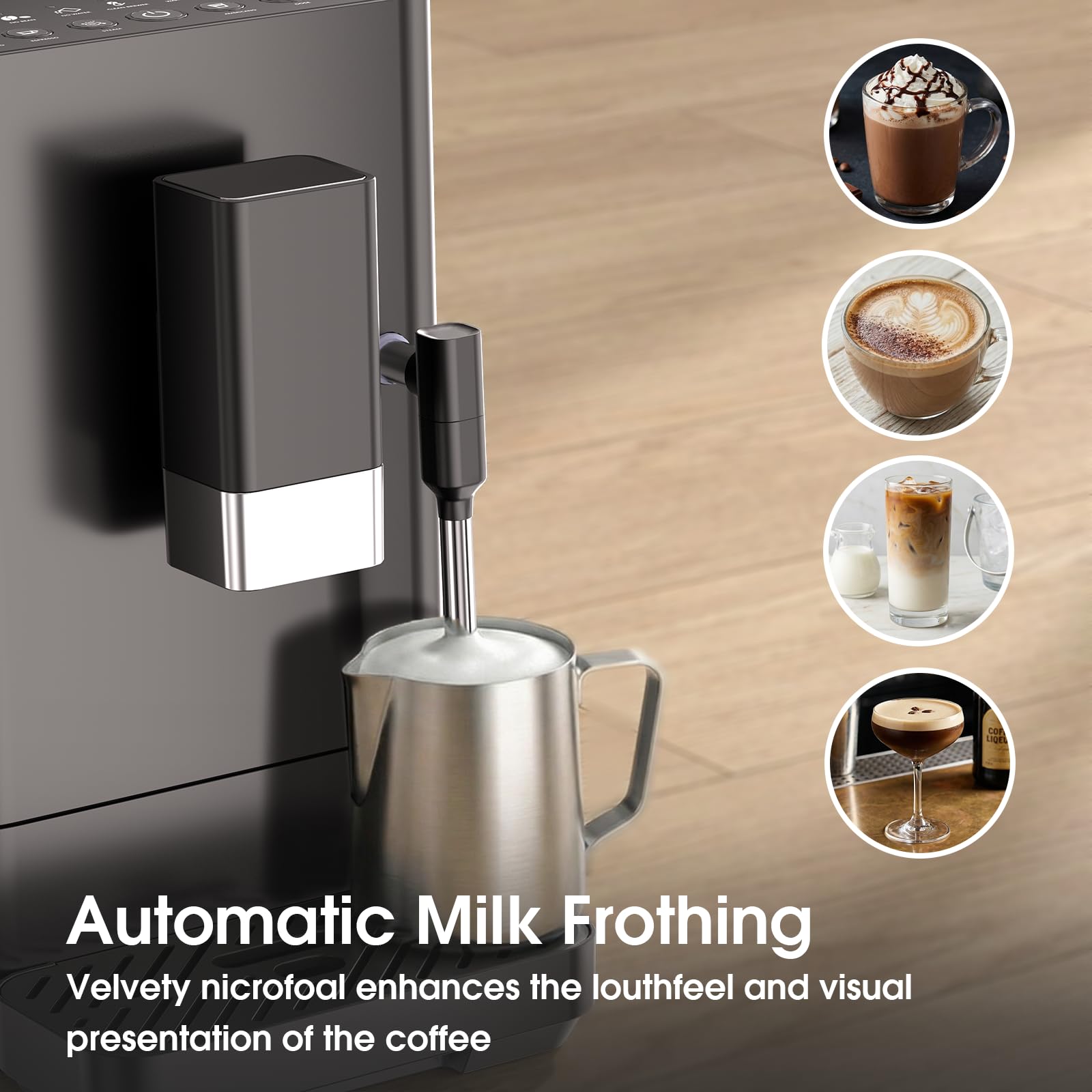 COWSAR - Macchina per espresso automatica da 20 bar con smerigliatrice e montalatte manuale, funzione di pulizia automatica, macchine da caffè espresso professionali con comandi a pulsante per