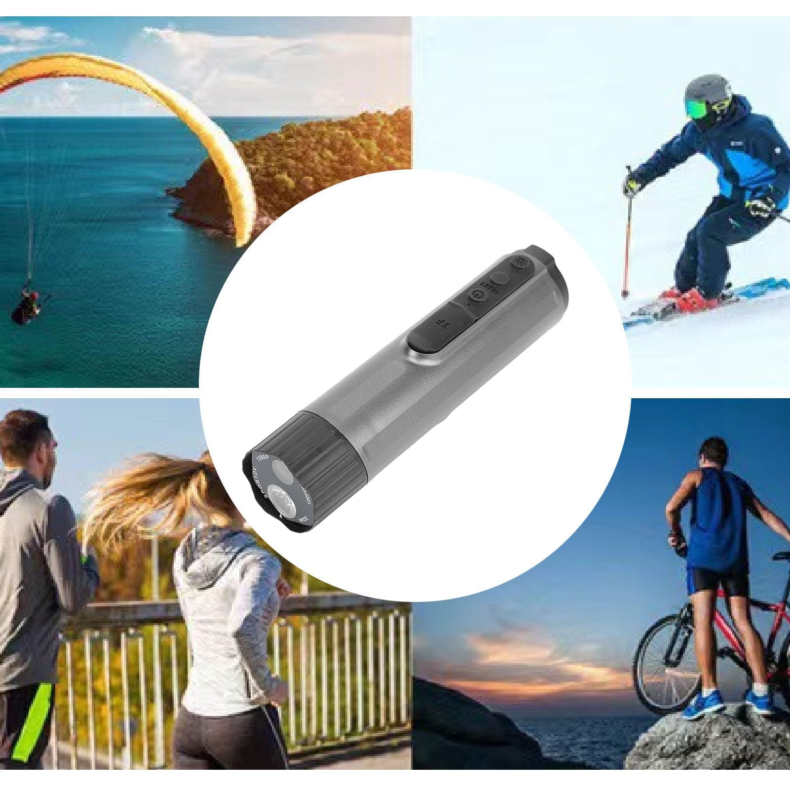 Casco con Action Cam 4K con Obiettivo Grandangolare da 140°, Telecamera Sportiva con Luce Anteriore per Bici, Visualizzazione Remota Tramite App per Smartphone, Batteria Ai Polimeri di Litio