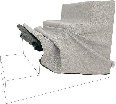 Best Pet Supplies Foam Pet Steps Cover for Small Dogs and Cats, Portable Ramp Stairs for Couch, Sofa, and High Bed Climbing Cover Only - Sand, 4-Step H 18" Cover Only