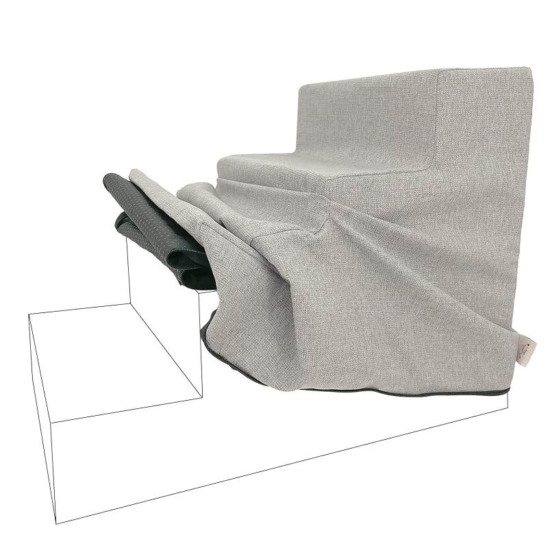 Capa para escada de espuma para cães pequenos Best Pet Supplies, superfície macia antiderrapante, Sand, 4 degraus, altura de 45,72 cm