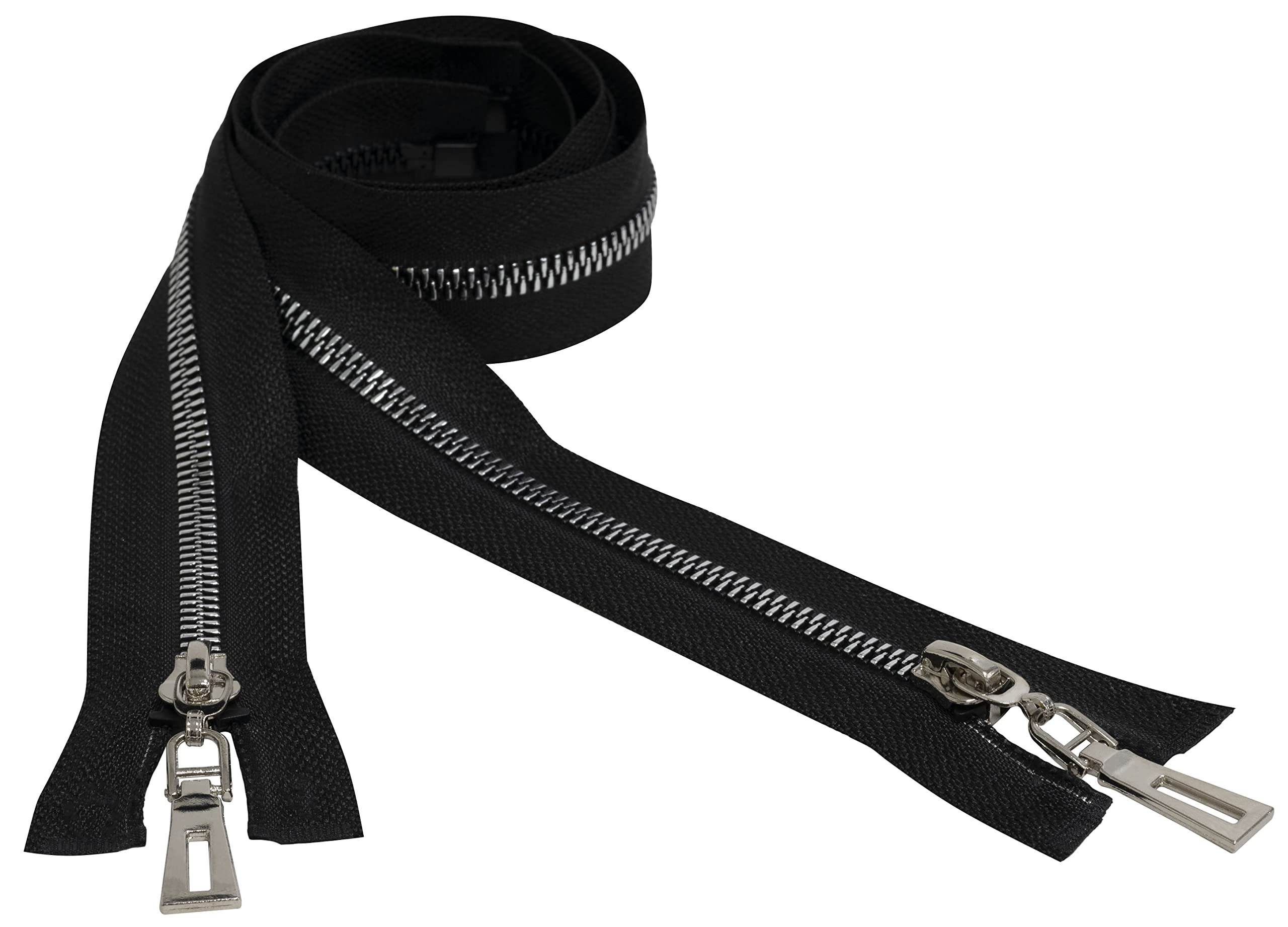 Cerniera Lampo Separabile N&deg;8 - 65cm Nero/Argento - Per Abbigliamento, Borse, Cuscini - Cursore In Metallo