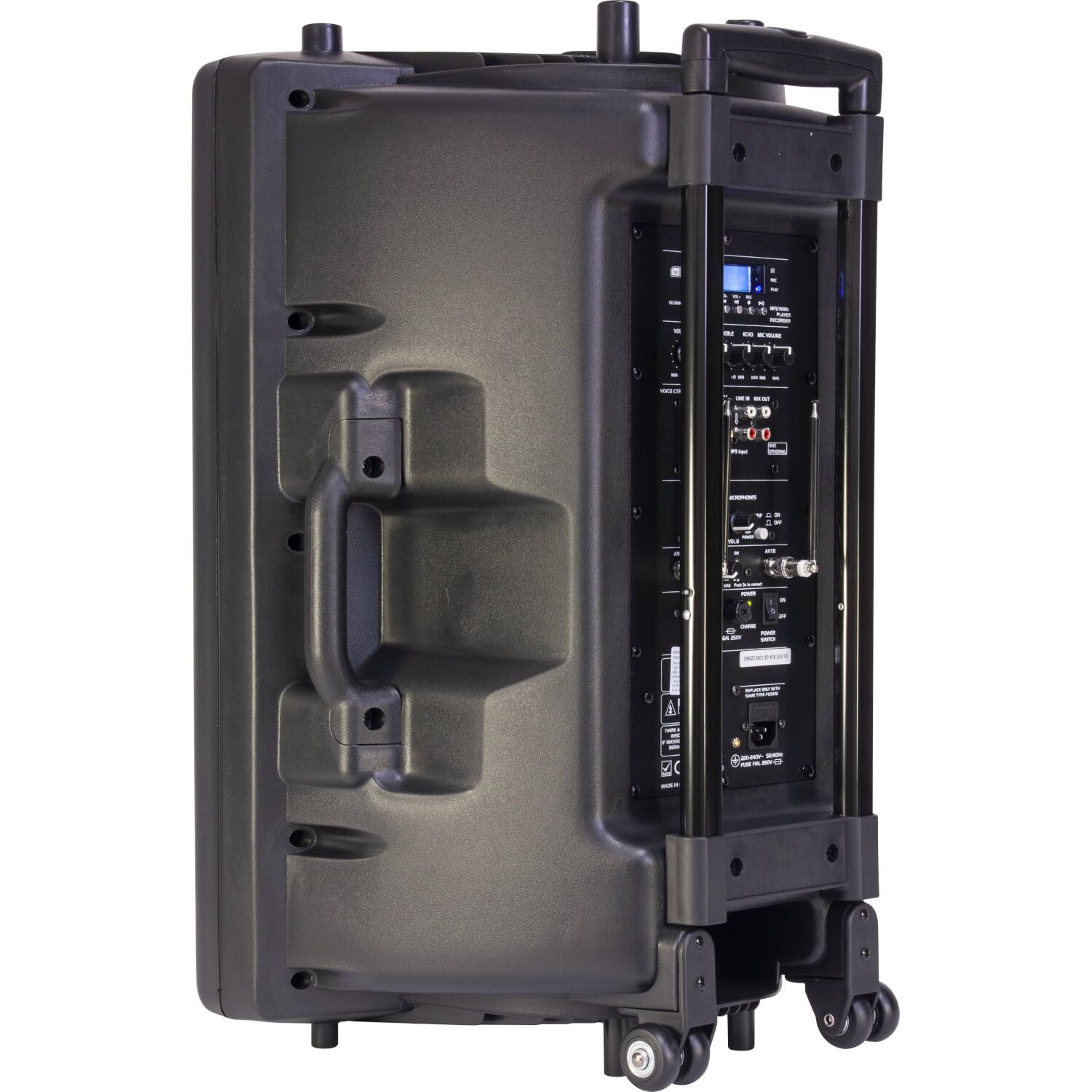Ibiza BD-Port15VHF Système PA mobile 15 ports, USB-SD-MP3, 450 W, table de mixage, construction trolley, avec batterie et 2 micros sans fil
