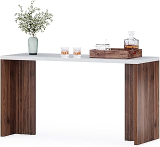 LITTLE TREE Home Bar Table, 55-Inch Long Counter Height Pub Table with a...